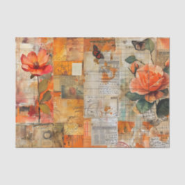 Distressed Floral Ephemera Collage in Fall Colors Seidenpapier