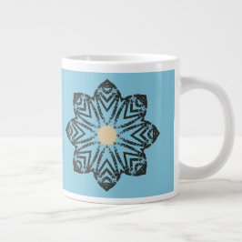 Distressed Geometric Floral Medallion Jumbo-Tasse