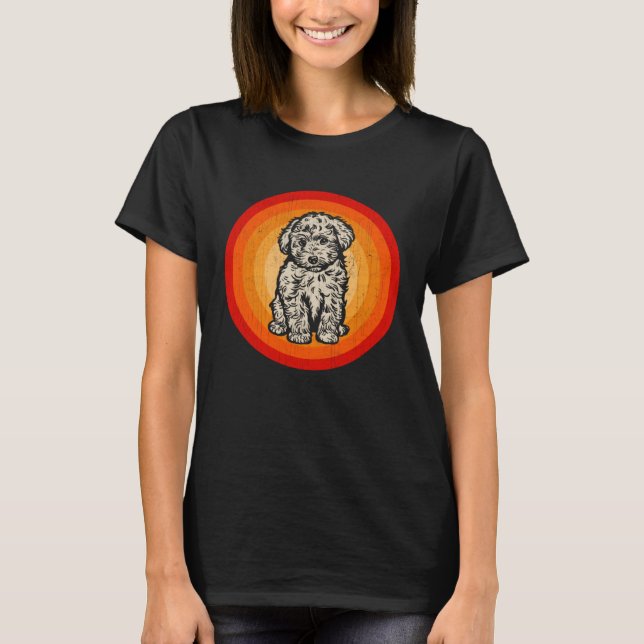 Distressed Goldendoodle Dog  Retro Style T-Shirt (Vorderseite)
