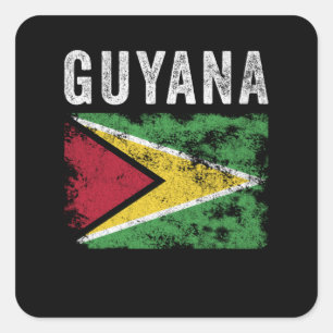 Distressed Guyana-Flagge - Guyanische Flagge Quadratischer Aufkleber