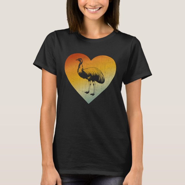 Distressed Heart Retro Style Men Women Emu T-Shirt (Vorderseite)
