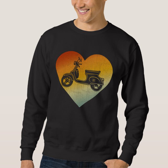 Distressed Heart Retro Style Men Women Scooters Sweatshirt (Vorderseite)