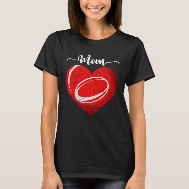 Distressed Heart Rugby Mom Heart Cute Mother s Day T-Shirt (Vorderseite)