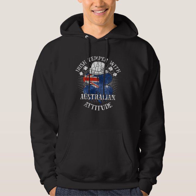 Distressed Irish Australian Attitude Patriotic Sha Hoodie (Vorderseite)