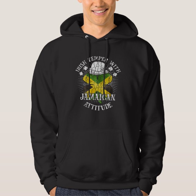 Distressed Irish Jamaican Attitude Patriotic Shamr Hoodie (Vorderseite)