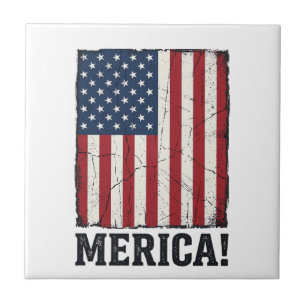 Distressed Merica Flagge Patriotisches Vektor-Shir Fliese