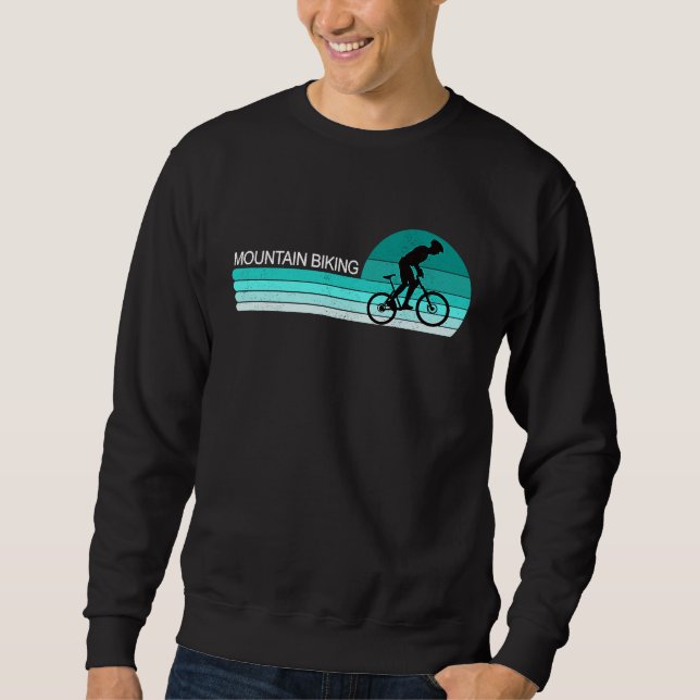 Distressed Mountain Biking Bike Cycle Blue Sunset Sweatshirt (Vorderseite)