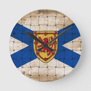 Distressed Nova Scotia Flag Runde Wanduhr