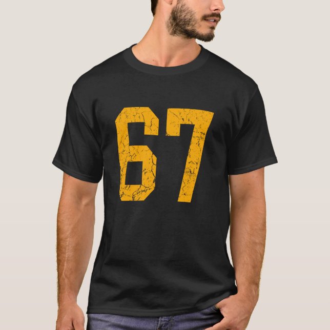 Distressed Orange Number 67 Jersey Player Uniform  T-Shirt (Vorderseite)