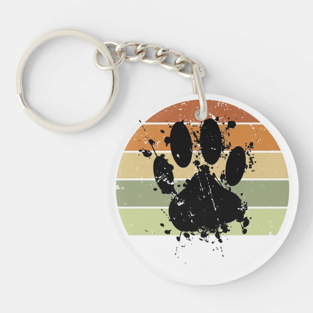 Distressed Paint Splatter Chien Paw Retro Sunset (Devant)
