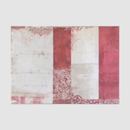 Distressed Red and White Damask Collage Seidenpapier