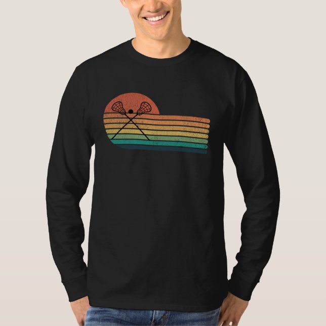 Distressed Retro Crosse Lacrosse Sticks Silhouette T-Shirt (Vorderseite)