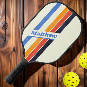 Distressed Retro fünf Strichen mit Name Pickleball Schläger