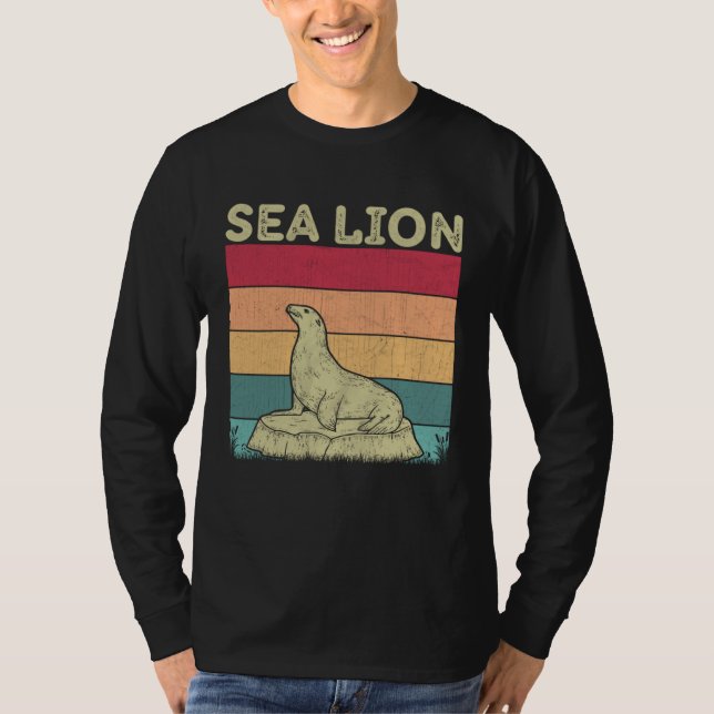 Distressed Sea Lion Lover Boys Girls Retro Style S T-Shirt (Vorderseite)