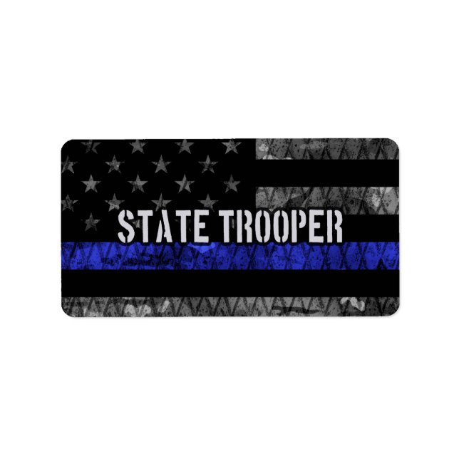 Distressed State Trooper Police Flag Adressaufkleber (Vorne)