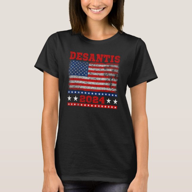 Distressed Style American Flag Desantis 2024 T-Shirt (Vorderseite)