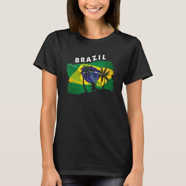 Distressed Style Brazil Frog Present Brazil  T-Shirt (Vorderseite)