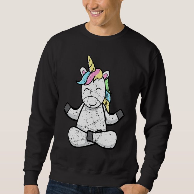 Distressed Unicorn Yoga Meditation Relaxing Unicor Sweatshirt (Vorderseite)