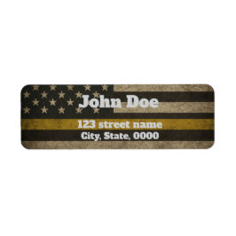 Distressed USA Flag with Thin Yellow Line 