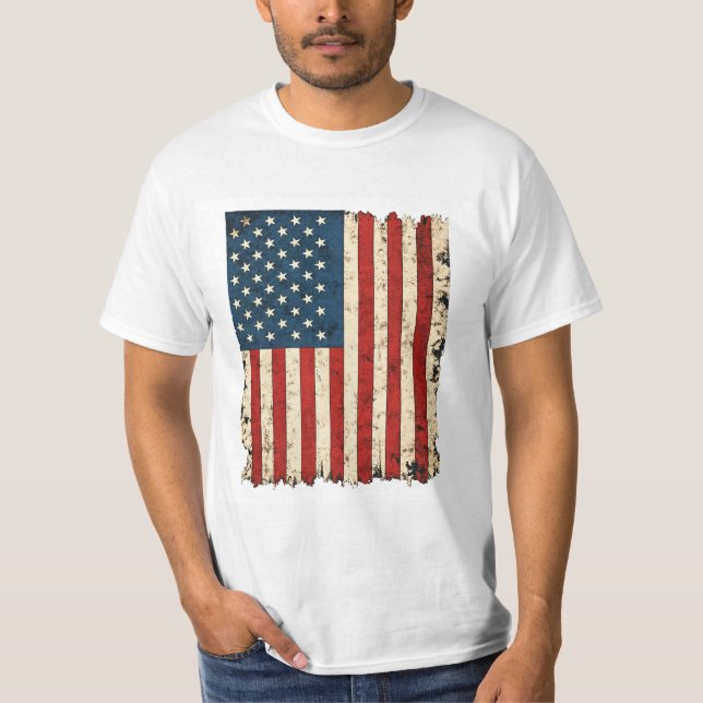 Distressed Vintage USA Flag  T-Shirt (Vorderseite)