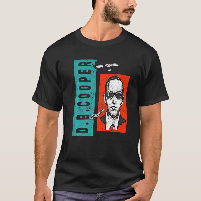 Distressed Wanted D B Cooper Sketch Cryptid Urban  T-Shirt (Vorderseite)
