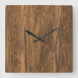 Distressed wood pattern clock quadratische wanduhr