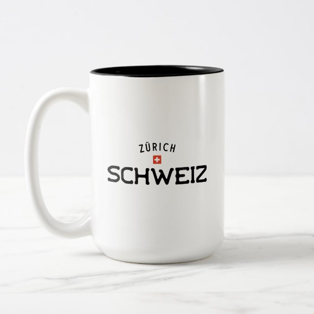 Distressed Zurich Schweiz (Schweiz) Zweifarbige Tasse (Links)