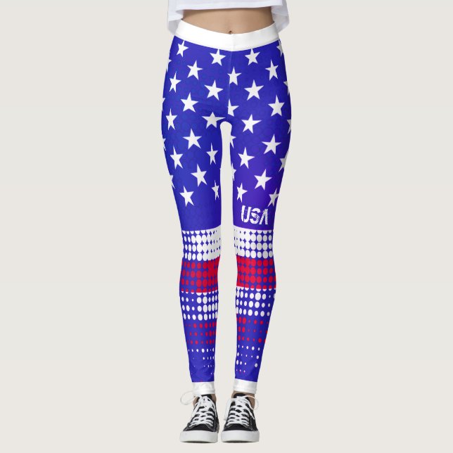 DISTRESSEE US Flagge USA Dot Pattern Leggings (Vorderseite)