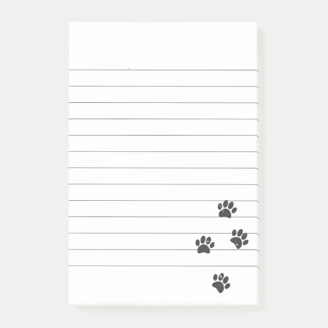 Distressive Dog Paw Tracks Liniert Post-it Klebezettel (Vorderseite)