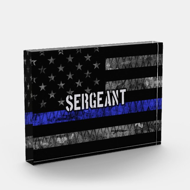 Distressive Flagge der Sergeant Thin Blue Line Fotoblock (Links)