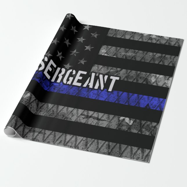 Distressive Flagge der Sergeant Thin Blue Line Geschenkpapier (Ungerollt)