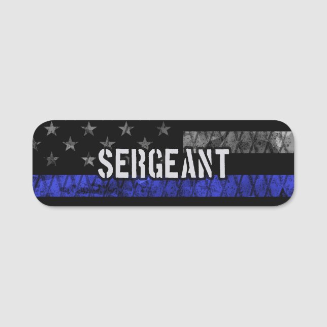 Distressive Flagge der Sergeant Thin Blue Line Namensschild (Vorderseite)