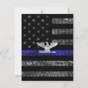 Distressive Flagge mit Oberst Thin Blue Line Dankeskarte