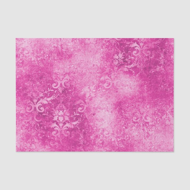 Distressive Hot Pink Damask Seidenpapier (Vorderseite)