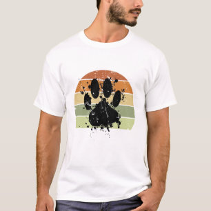 Distressive Paint Spatter Dog Paw Print Retro Suns T-Shirt