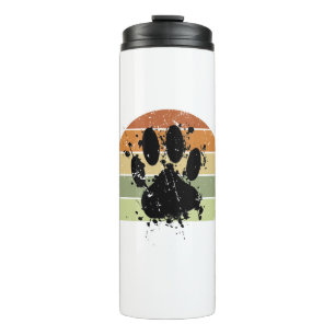Distressive Paint Spatter Dog Paw Print Retro Suns Thermosbecher