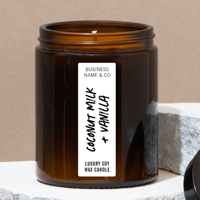 Distressive Schwarz-weiße Kerzenleuchte Etiketten (Minimalist rustic black and white thin vertical candle jar label)