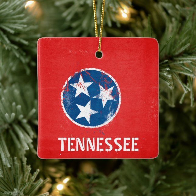 Distressive Tennessee-Flagge Keramikornament (Baum)
