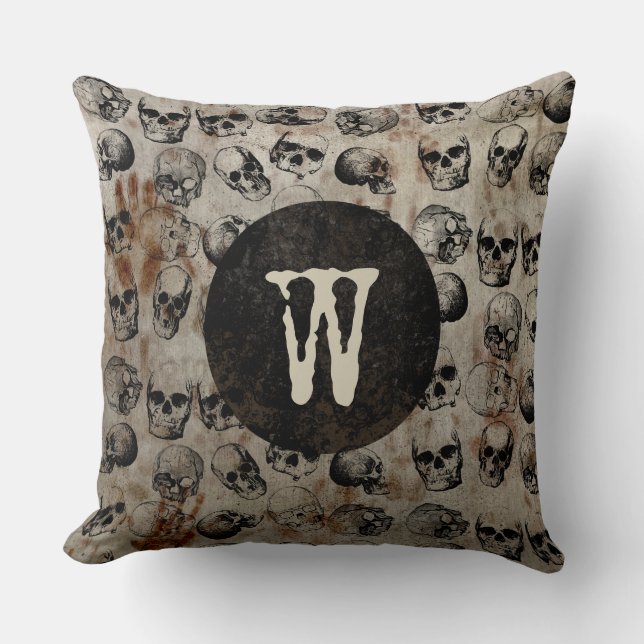 Distressives Halloween-Monogramm Kissen (Vorderseite)