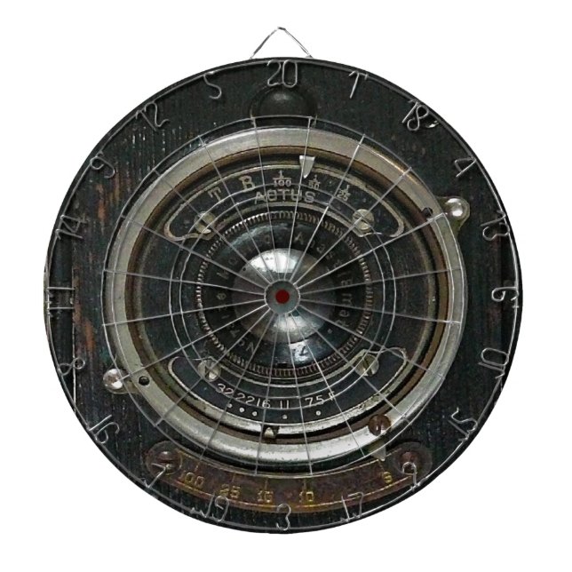 Distressives Vintages Kameraobjektiv Dartscheibe (vorne)