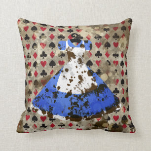 Distressives Wonderland-Alice-Muster Kissen