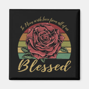 Distrestierte Retro Sunset Rote Rose gesegnet Magnet
