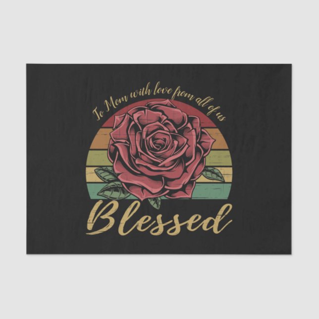 Distrestierte Retro Sunset Rote Rose gesegnet Seidenpapier (Vorderseite)