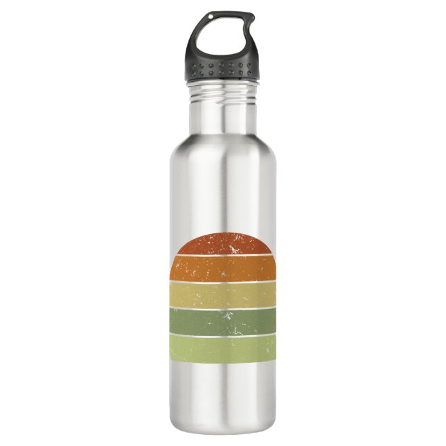 Distrestierter Retro-Sonnenuntergang Edelstahlflasche (Vorderseite)