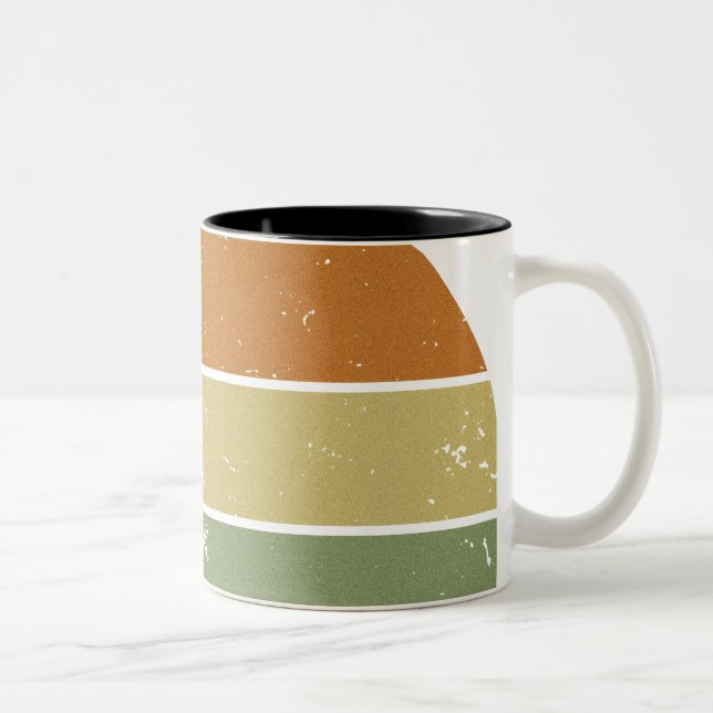 Distrestierter Retro-Sonnenuntergang Zweifarbige Tasse (Rechts)
