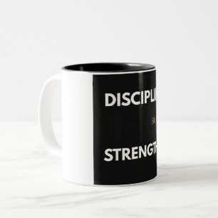 Disziplin baut Kraft Powerlifting-Gym-Motivation Zweifarbige Tasse