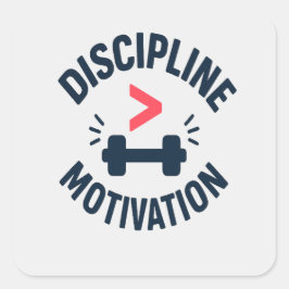 Disziplin größer als Motivation - Fitnessstudio Fi Quadratischer Aufkleber