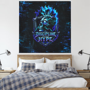 Disziplin statt Hype Bitcoin Blau Cyber Grunge Leinwanddruck