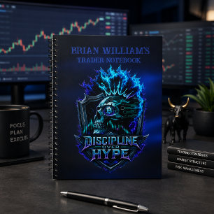 Disziplin statt Hype Blaues Glühen Bitcoin Krypto Notizblock