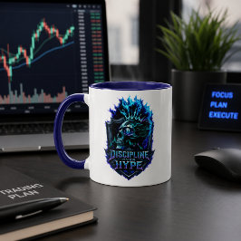 Disziplin statt Hype Blaues Glühen Bitcoin Krypto  Tasse